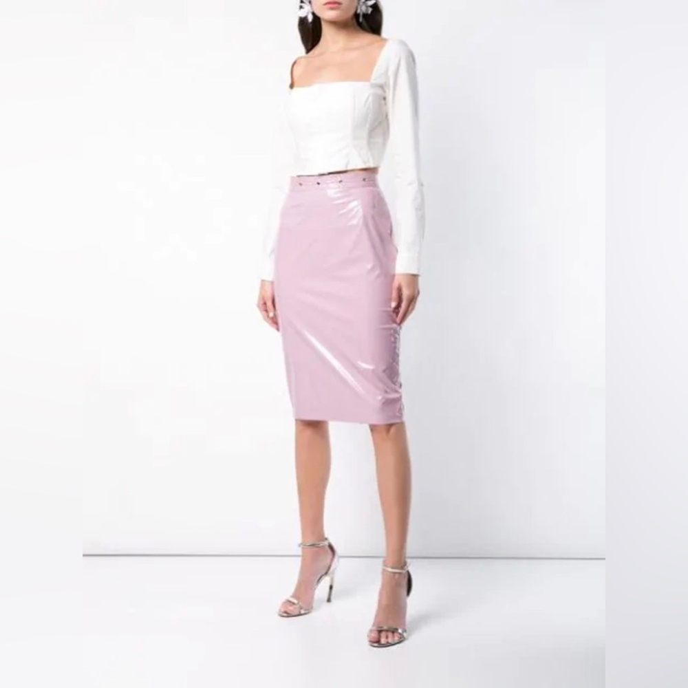 Fleur Fu Mal PVC Pencil Skirt Wisteria Purple Size 0